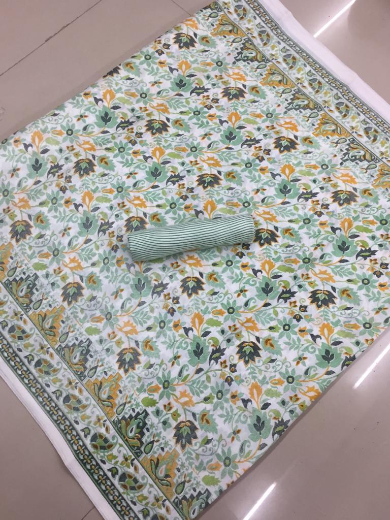 Kashmiri Silk Saree - 5.5 Mtr Length, 0.8 Mtr Blouse | Multi-color Art Silk, Printed Pattern With Stone Work For All Seasons
