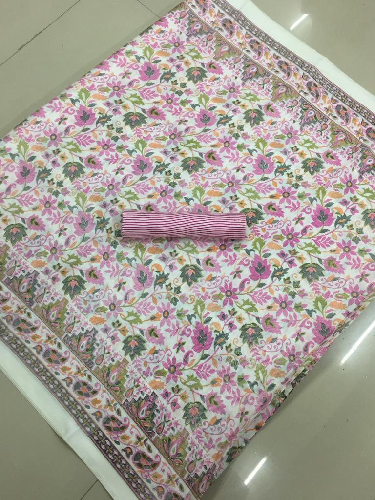 Kashmiri Silk Saree - 5.5 Mtr Length, 0.8 Mtr Blouse | Multi-color Art Silk, Printed Pattern With Stone Work For All Seasons