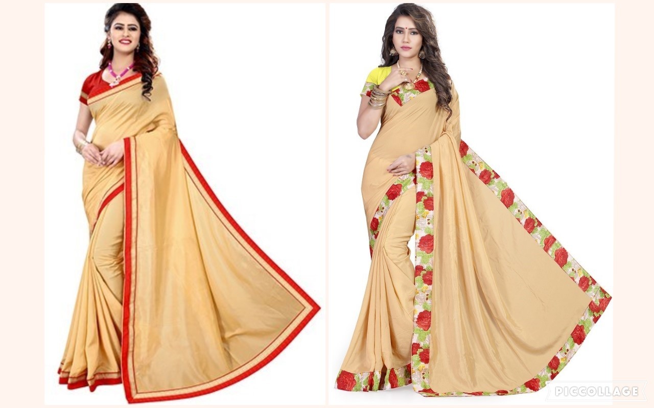 Rangoli Saree - Crepe Fabric, 5.5 Mtr Length, Multi-colored | Zari Work, Plain Pattern, Brocade Material