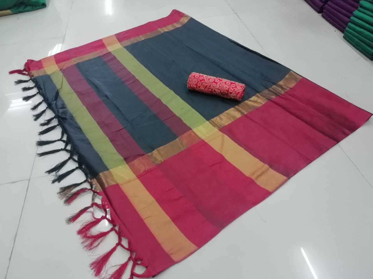 Super Jhalar Plus Silk Saree - Cotton Silk, 5.5 Mtr Length, Multi Colour, Printed Pattern | Ribbons Closure, Elegant Indian Style