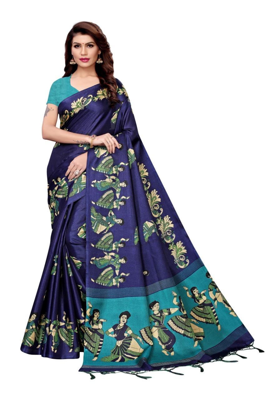 Kalamkari Sarees - Khadi Silk, 5.5 Mtr Length, Multi Color | Printed Pattern, Blouse Length 0.80 Mtr, Quality Assured Silks