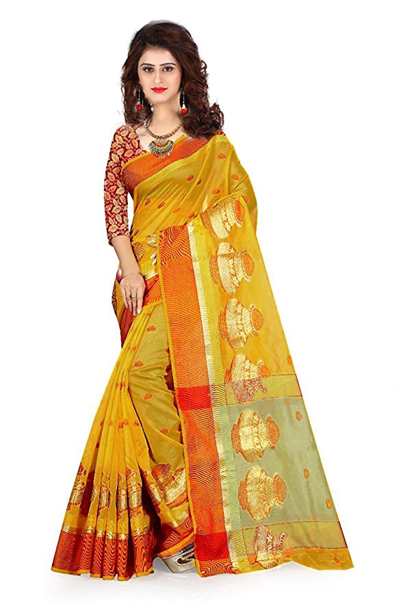 Blue Matka Cotton Silk Saree