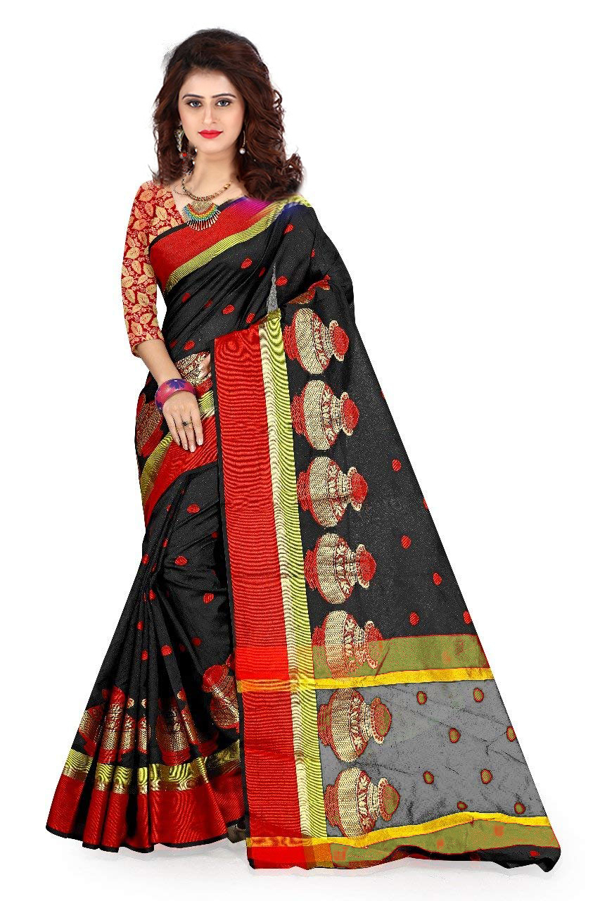 Blue Matka Cotton Silk Saree
