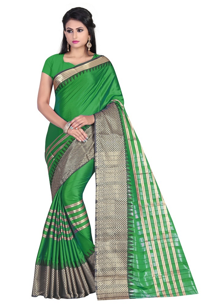Green New Printed Cotton Silk Parnita Saree