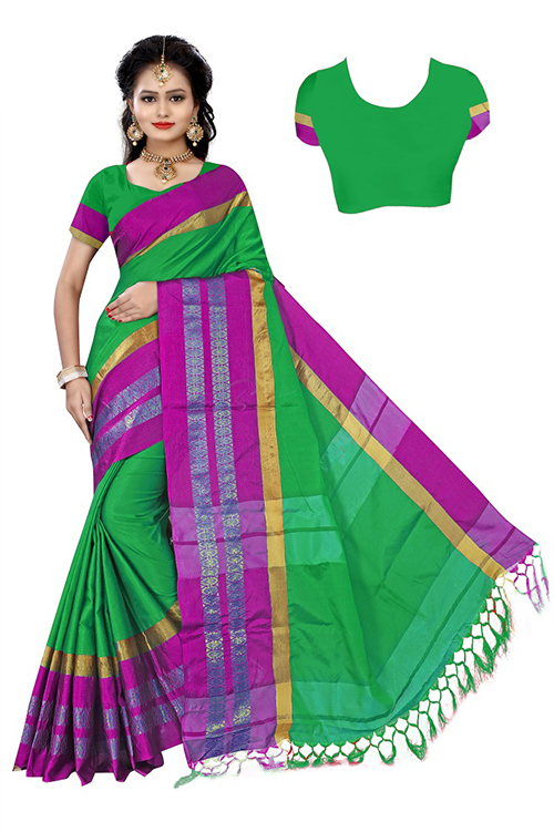 New Printed Tapasya Cotton Silk Saree - Cotton Silk Fabric, Length 5.5 Mtr, Blouse Length 0.8 Mtr, Multi Colour, Printed Pattern | Other Indian Style, Unique Work Type