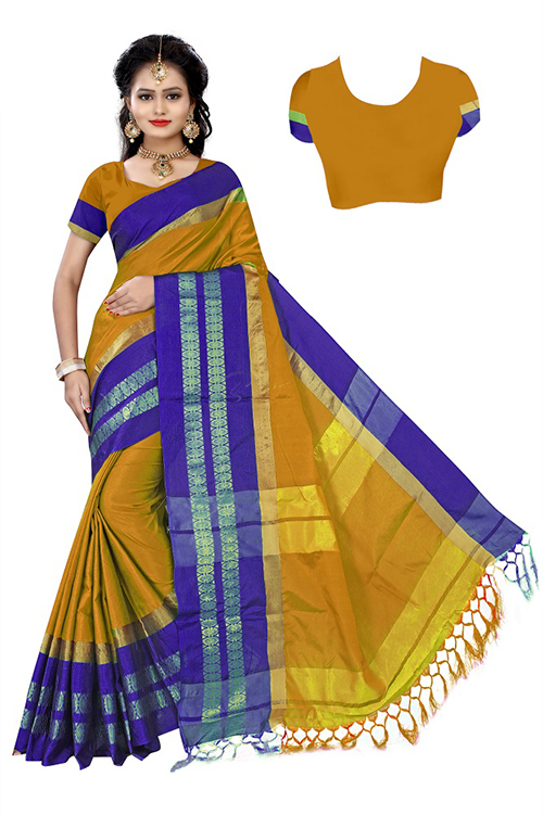New Printed Tapasya Cotton Silk Saree - Cotton Silk Fabric, Length 5.5 Mtr, Blouse Length 0.8 Mtr, Multi Colour, Printed Pattern | Other Indian Style, Unique Work Type