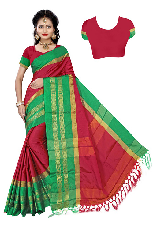 New Printed Tapasya Cotton Silk Saree - Cotton Silk Fabric, Length 5.5 Mtr, Blouse Length 0.8 Mtr, Multi Colour, Printed Pattern | Other Indian Style, Unique Work Type