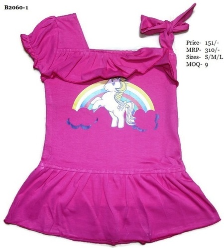 Kids Party Frock - Cotton Sleeveless Printed Frock, Sizes S-m-l Available In Pink, Yellow, Magenta | Breathable, Anti Uv, No Fade, Washable, Trendy Summer Style