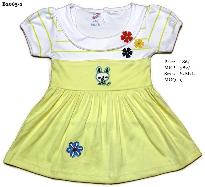 Frock - Cotton, Size S/m/l | Yellow, Green, Pink - Anti Uv, Breathable, Cool Pass, No Fade, Non Toxic, Washable, Trendy Design For Girls 0-3 Years