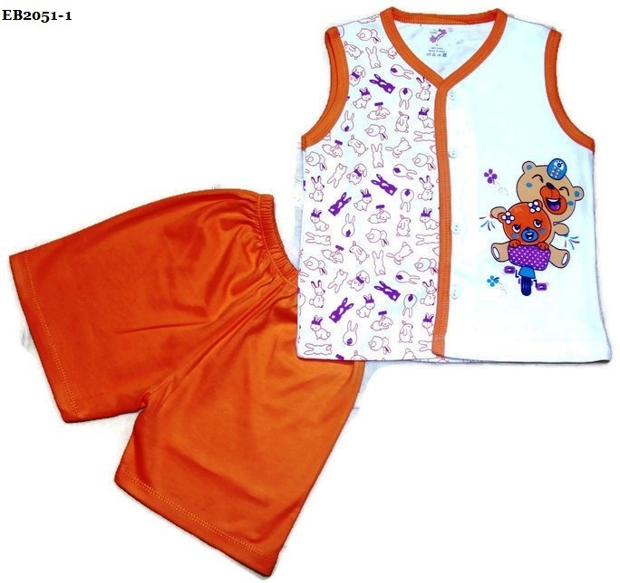 Boys Sleeveless V Neck Cotton Shirt & Half Pant - Orange, Printed Design | Soft Fabric, Comfortable Fit, Breathable, Easy Care, Stylish Look