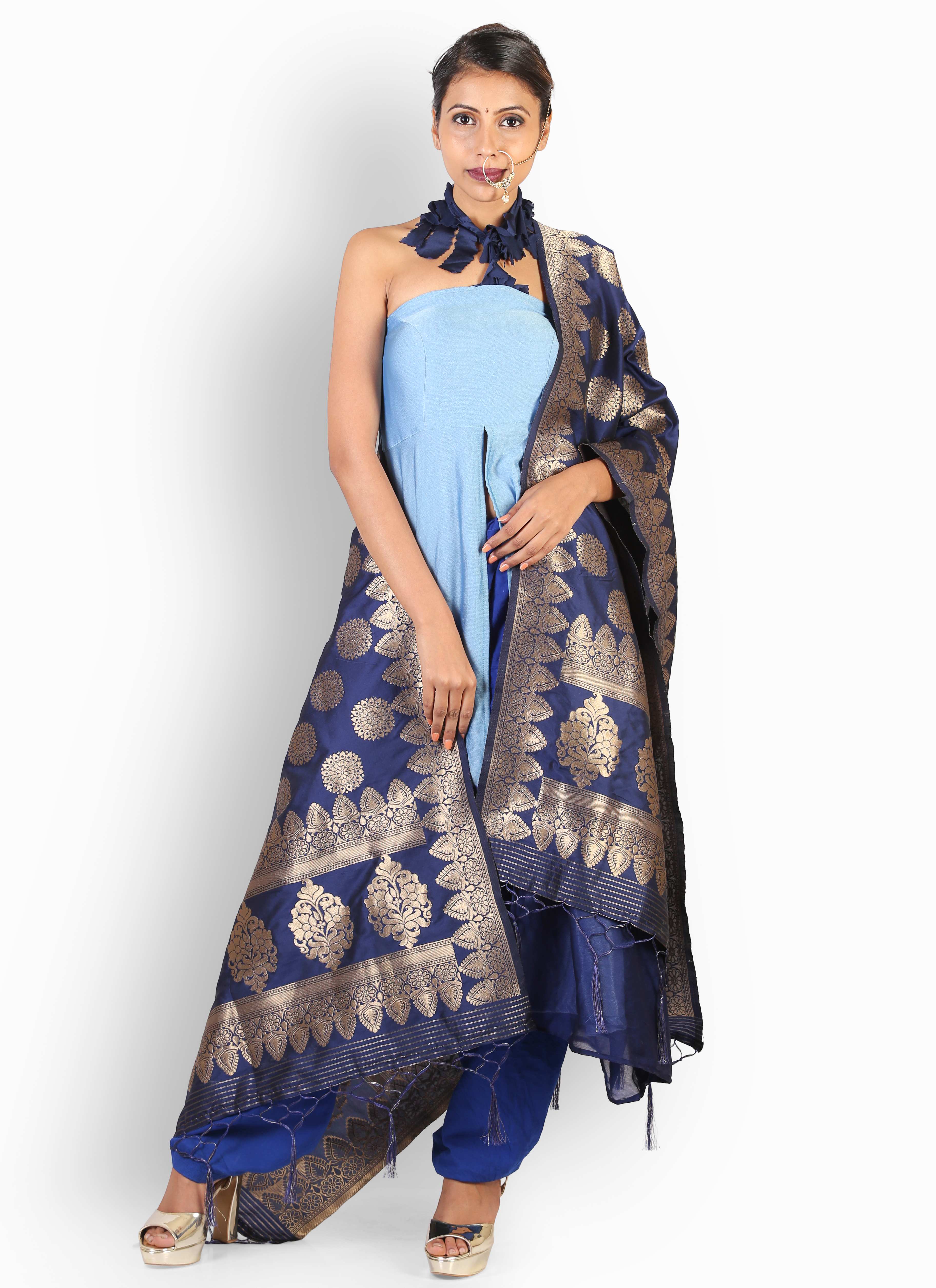 Blue And Sky Blue Anarkali