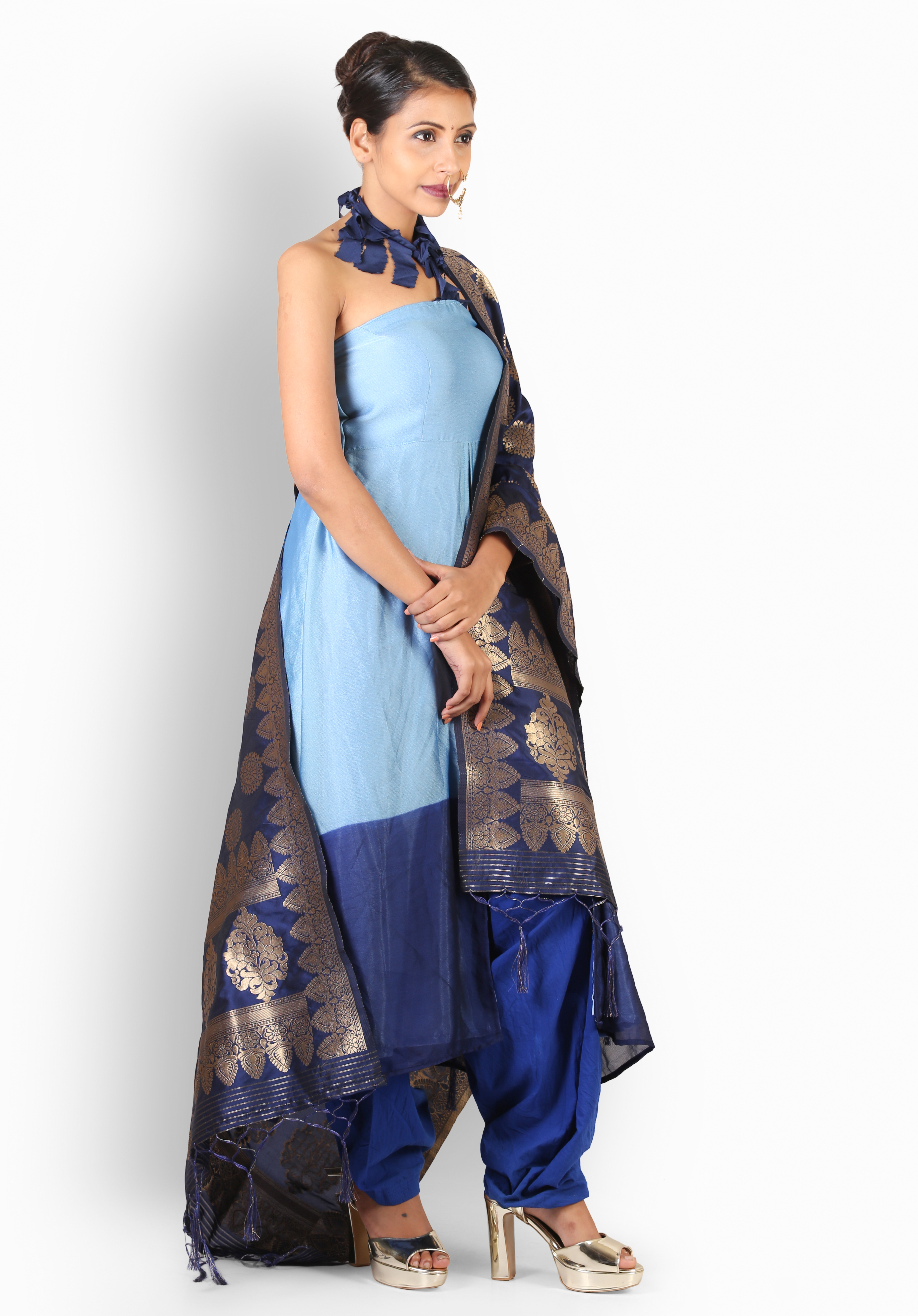 Blue And Sky Blue Anarkali