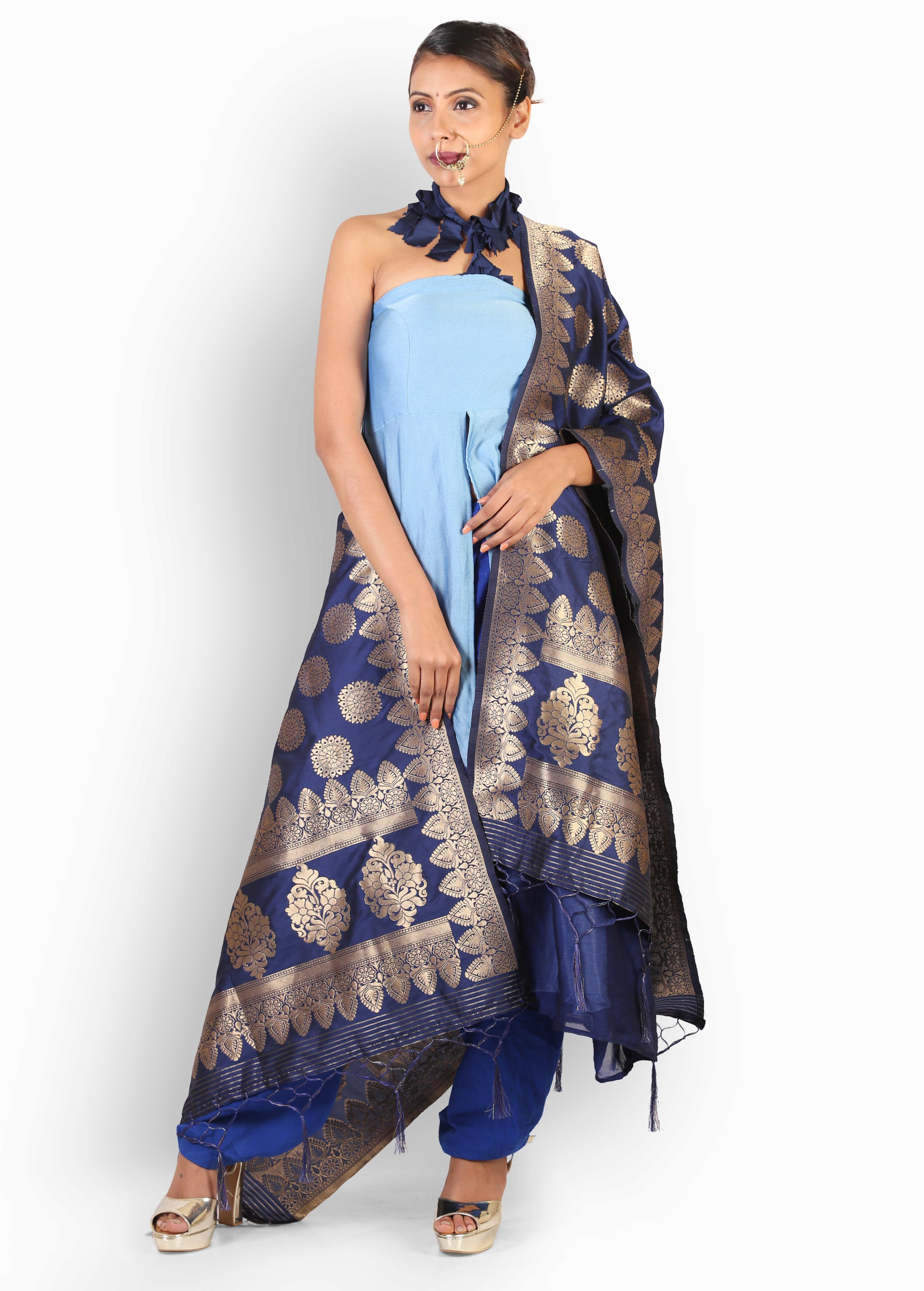 Blue And Sky Blue Anarkali