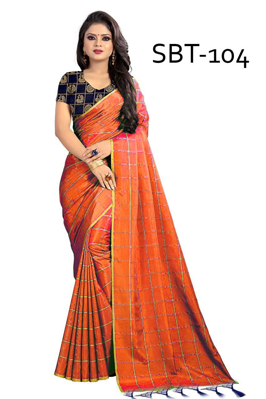 New Uppada Saree - Cotton & Silk Mix, 5.5 Mtr Length With 0.8 Mtr Blouse | Multi Colour, Stylish Uppada Checks Design