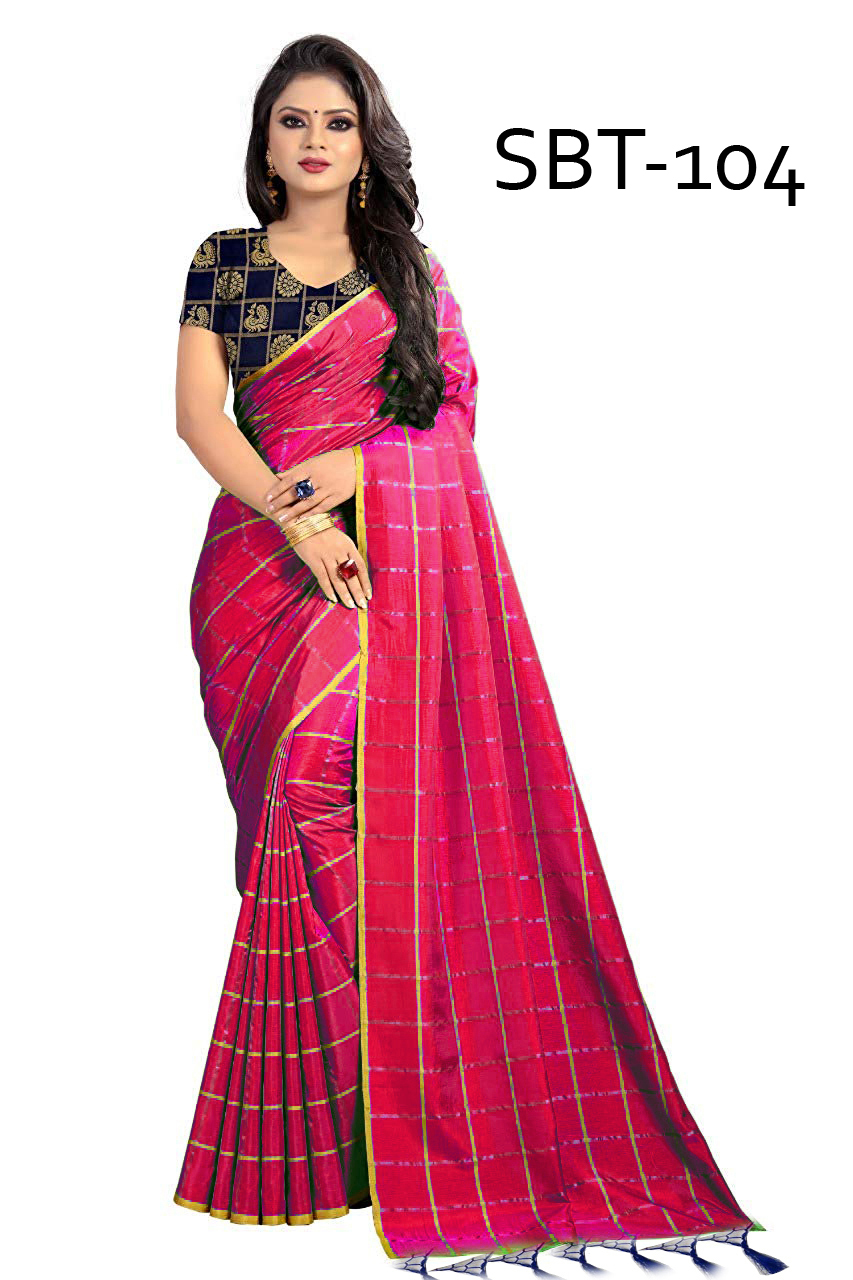 New Uppada Saree - Cotton & Silk Mix, 5.5 Mtr Length With 0.8 Mtr Blouse | Multi Colour, Stylish Uppada Checks Design