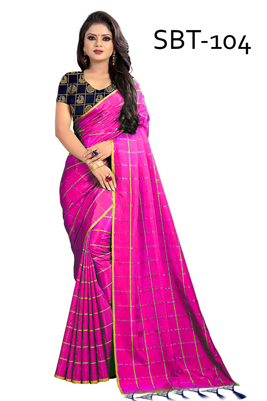 New Uppada Saree - Cotton & Silk Mix, 5.5 Mtr Length With 0.8 Mtr Blouse | Multi Colour, Stylish Uppada Checks Design