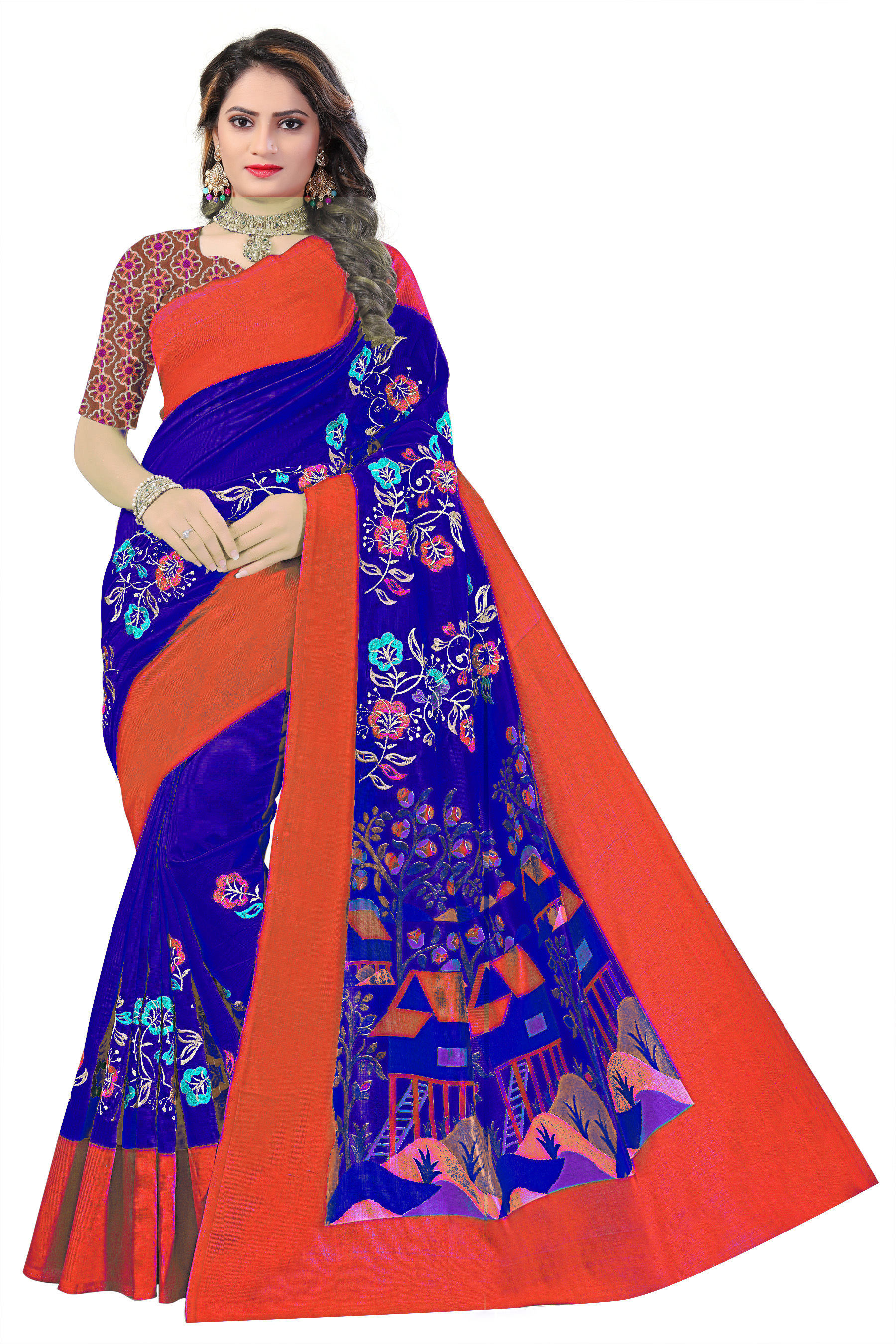 Multi Colour New Art Silk Saree