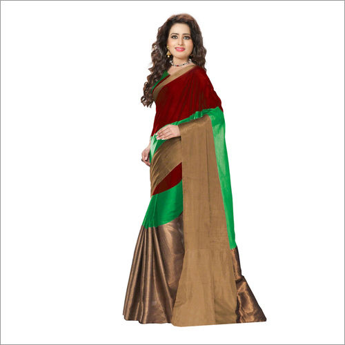 Multi Colour Visava 3d Cotton Silk Saree