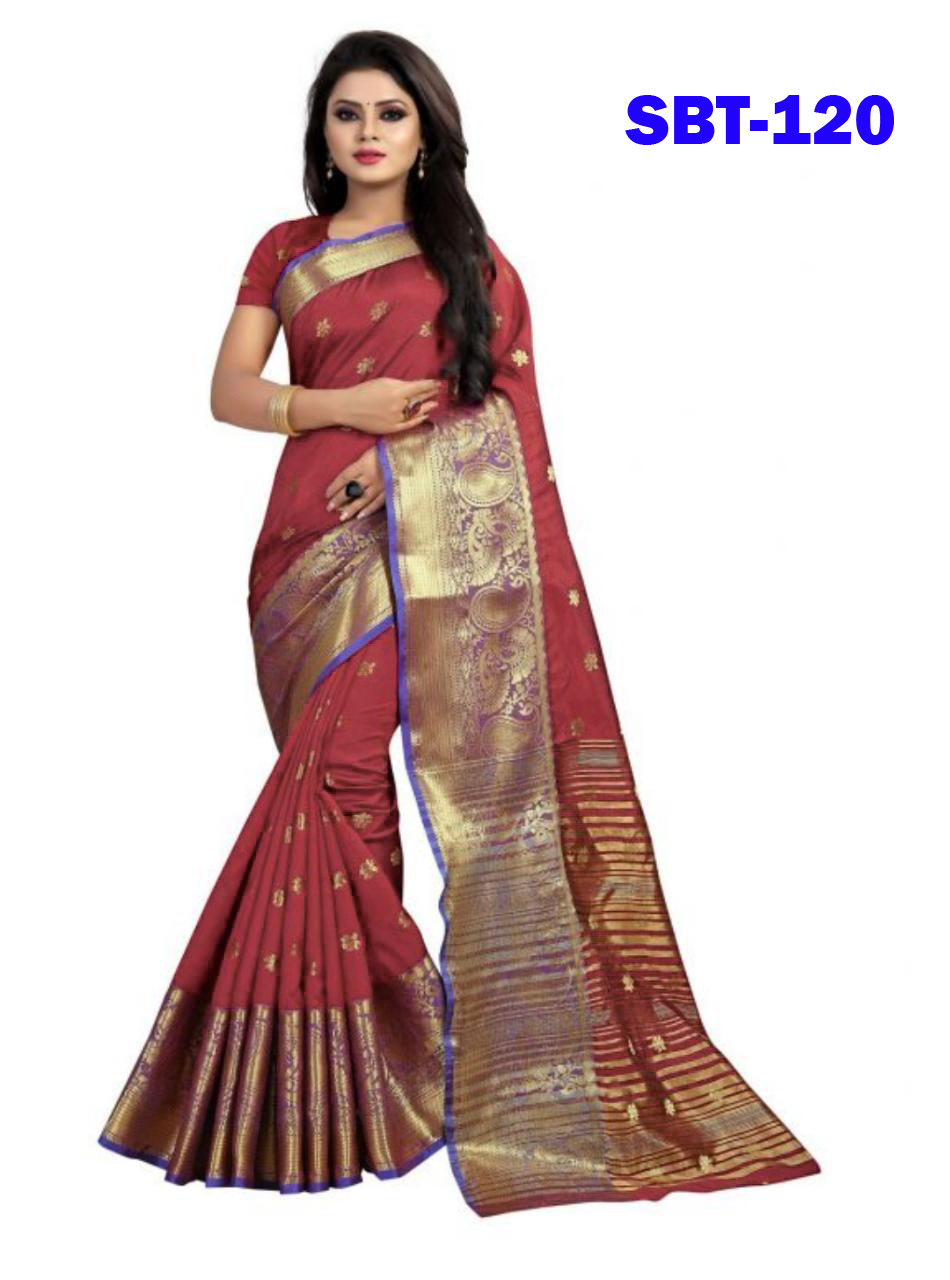 Bahubali Butta - Aura Cotton Silk Saree, Length: 5.5 Mtr, Blouse Length: 0.8 Mtr, Multi Colour Design, Ideal For Traditional Occasions