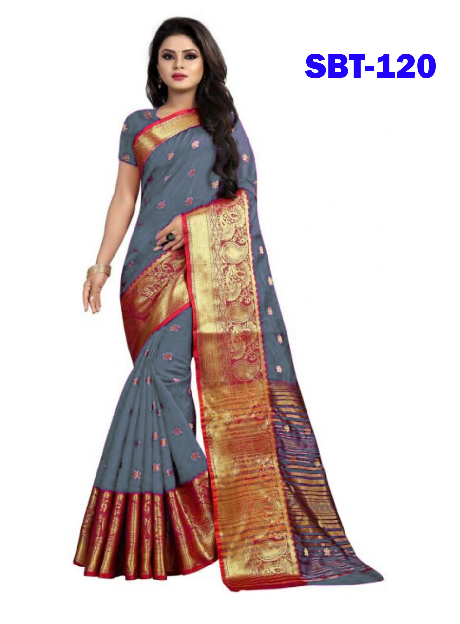 Bahubali Butta - Aura Cotton Silk Saree, Length: 5.5 Mtr, Blouse Length: 0.8 Mtr, Multi Colour Design, Ideal For Traditional Occasions