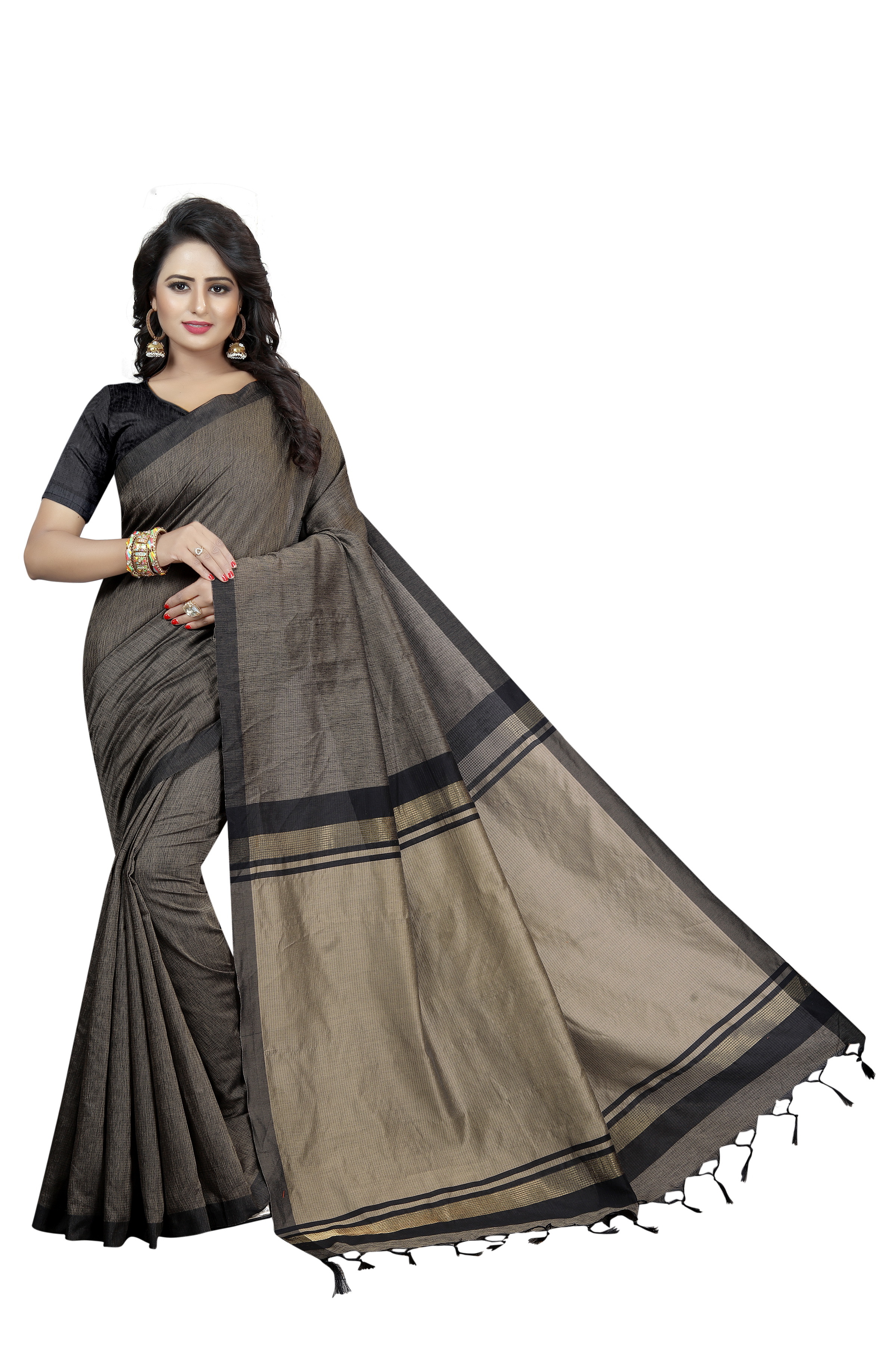 Cotton Silk Soft Saree - 5.5 Mtr Length, 0.8 Mtr Blouse Length | Multi Color, Printed Pattern, Stone Work, Other Style, Cotton Silk Material
