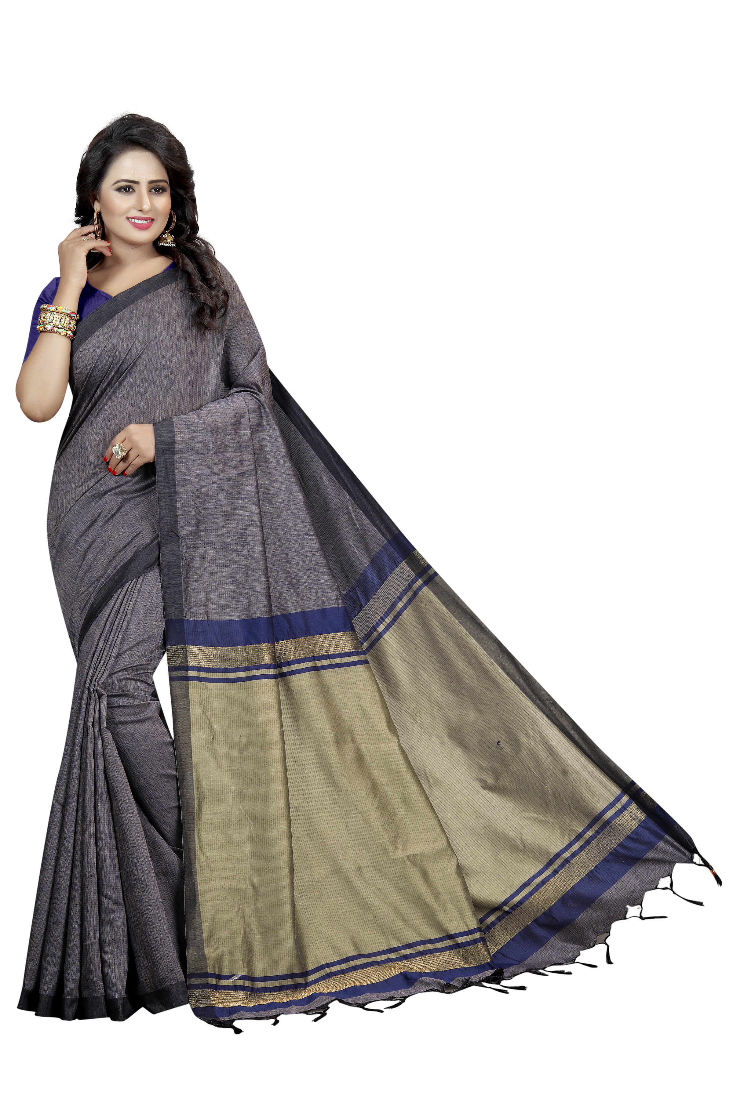 Cotton Silk Soft Saree - 5.5 Mtr Length, 0.8 Mtr Blouse Length | Multi Color, Printed Pattern, Stone Work, Other Style, Cotton Silk Material