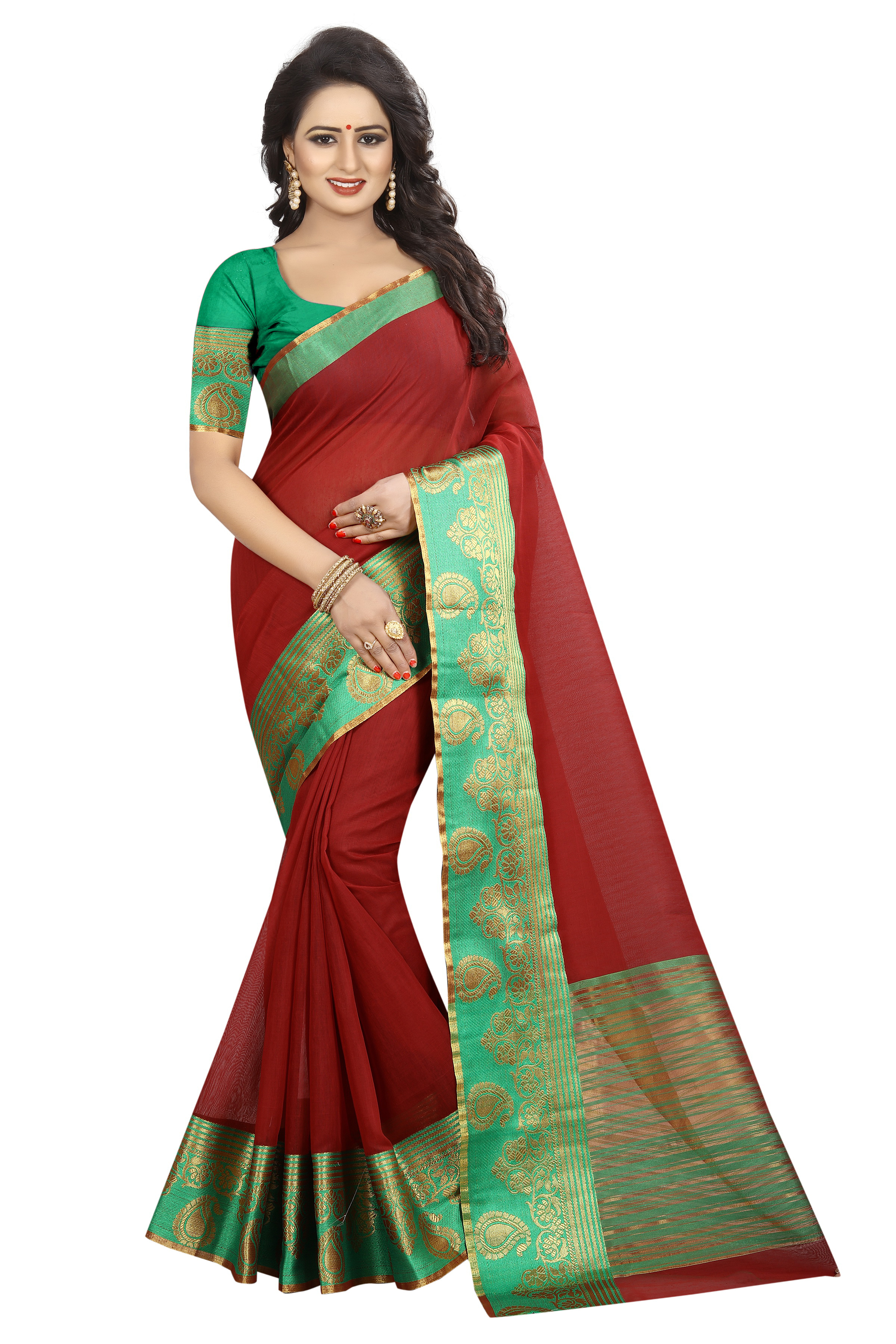Cotton Silk Soft Saree - 5.5 Mtr Length, 0.8 Mtr Blouse Length | Multi Color, Printed Pattern, Stone Work, Other Style, Cotton Silk Material
