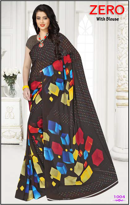 Georgette Saree - 5.5 Mtr Length, 0.80 Mtr Blouse | Multi-color Printed Design, Supreme Quality Fabric