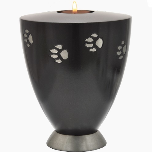 Gray Candle Holder Paw Print Pet 60 Cu In Cremation Urn