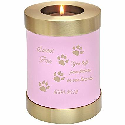 Green Engraved Pet Memorial Candle Holder Pet Urn