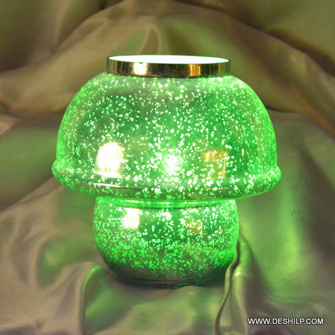 Green Silver Finish Attractive Glass Table Lamp