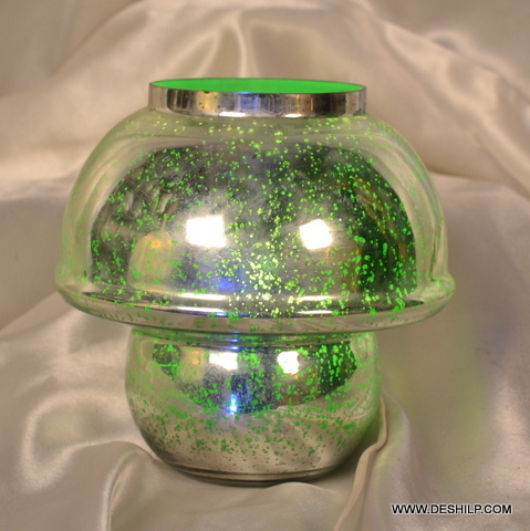 Green Silver Finish Attractive Glass Table Lamp