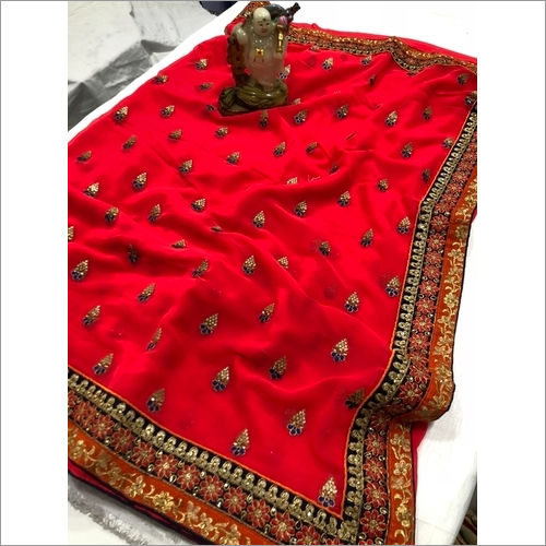 Multi Color Embroidery Work Silk Saree