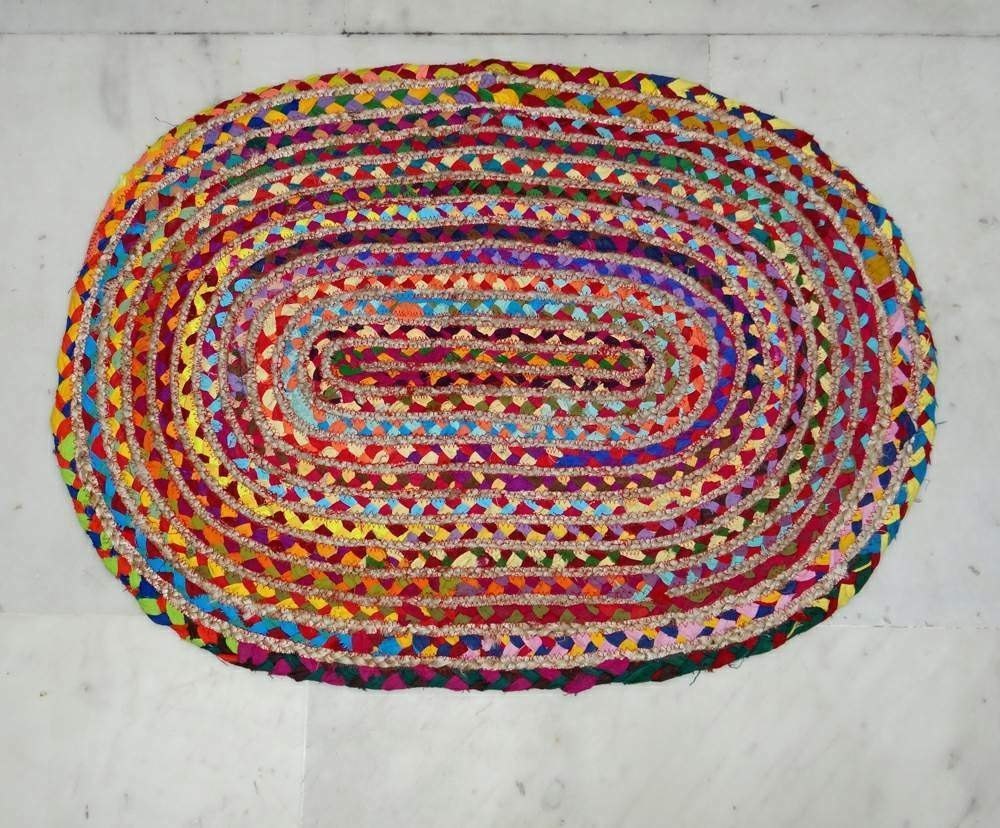 Jute Chindi Braided Rugs Back Material: Woven Back