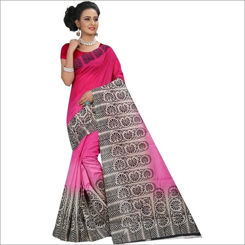 Banglori Silk Saree - Fabric: Art Silk, Length: 5.5 Mtr, Blouse Length: 0.8 Mtr | Color Options: Sky, Yellow, Red, Green, Pattern: Printed, Style: Bangali