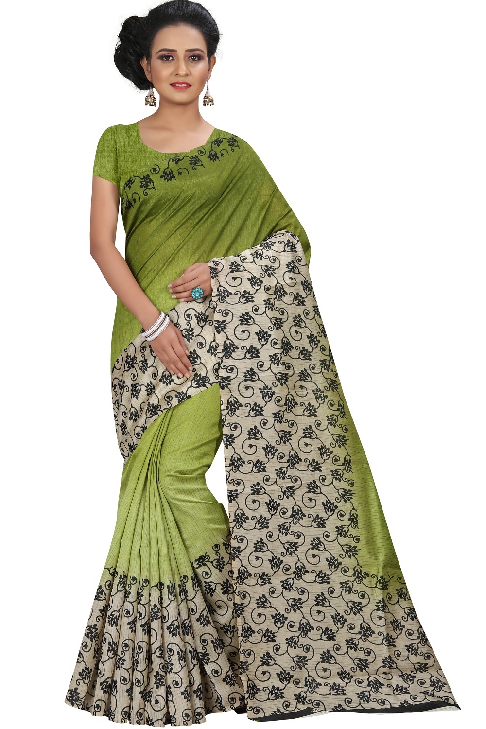 Banglori Silk Saree - Fabric: Art Silk Length: 5.5 Mtr Blouse Length: 0.8 Mtr | Color Options: Sky Yellow Red Green Pattern: Printed Style: Bangali