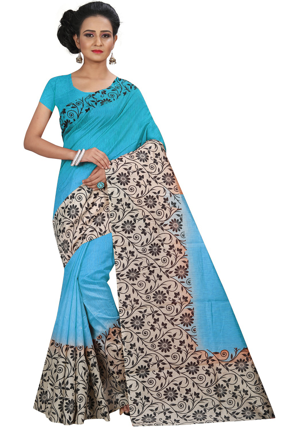 Banglori Silk Saree - Fabric: Art Silk Length: 5.5 Mtr Blouse Length: 0.8 Mtr | Color Options: Sky Yellow Red Green Pattern: Printed Style: Bangali
