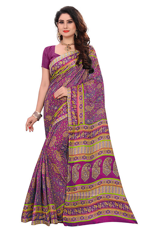 Pashmina Silk Saree - Kashmiri Pashmina Silk, Length: 5.5 Mtr, Blouse Length: 0.8 Mtr | Multi Colour, Printed Pattern, Other Indian Style