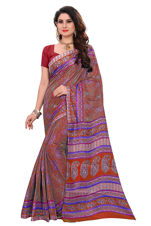 Pashmina Silk Saree - Kashmiri Pashmina Silk, Length: 5.5 Mtr, Blouse Length: 0.8 Mtr | Multi Colour, Printed Pattern, Other Indian Style