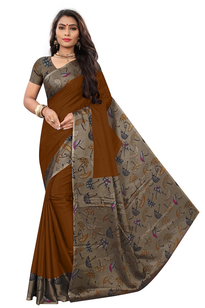 Pencil Silk Saree - 5.5 Mtr Length, 0.8 Mtr Blouse | Multi Colour, Printed Art Silk, Elegant Indian Style