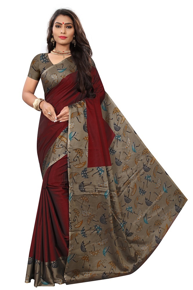 Pencil Silk Saree - 5.5 Mtr Length, 0.8 Mtr Blouse | Multi Colour, Printed Art Silk, Elegant Indian Style