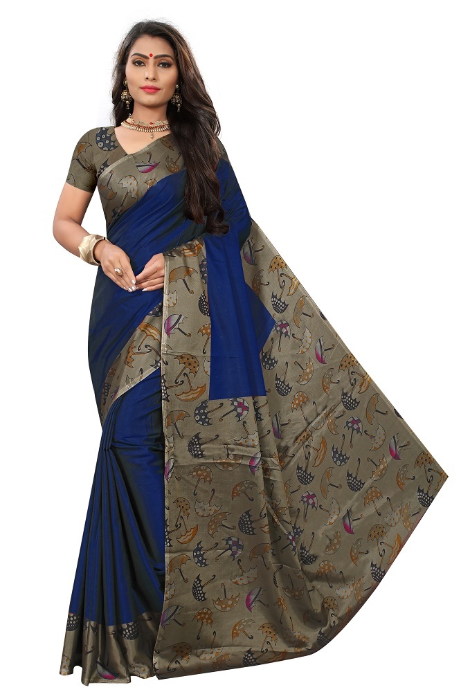 Pencil Silk Saree - 5.5 Mtr Length, 0.8 Mtr Blouse | Multi Colour, Printed Art Silk, Elegant Indian Style