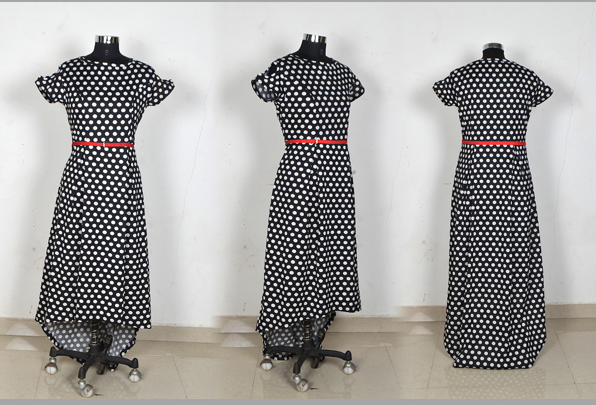 New Gown Design - Other Material, Sizes S To Xxl, Black Color | Modern Designer Frock, Sleeveless, Printed, Washable, No Fade