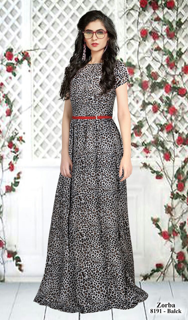Coffee Printed Gown