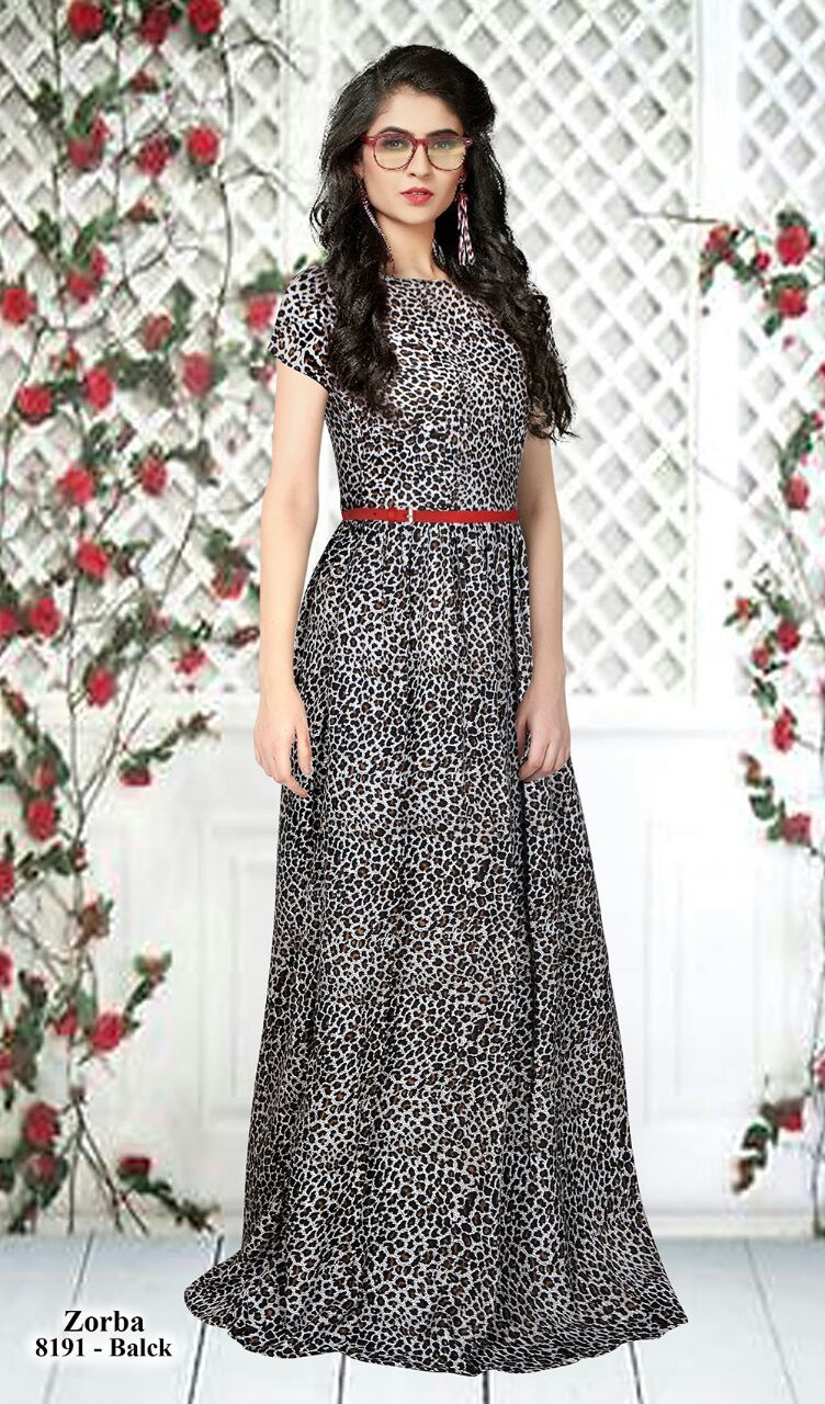 Coffee Printed Gown