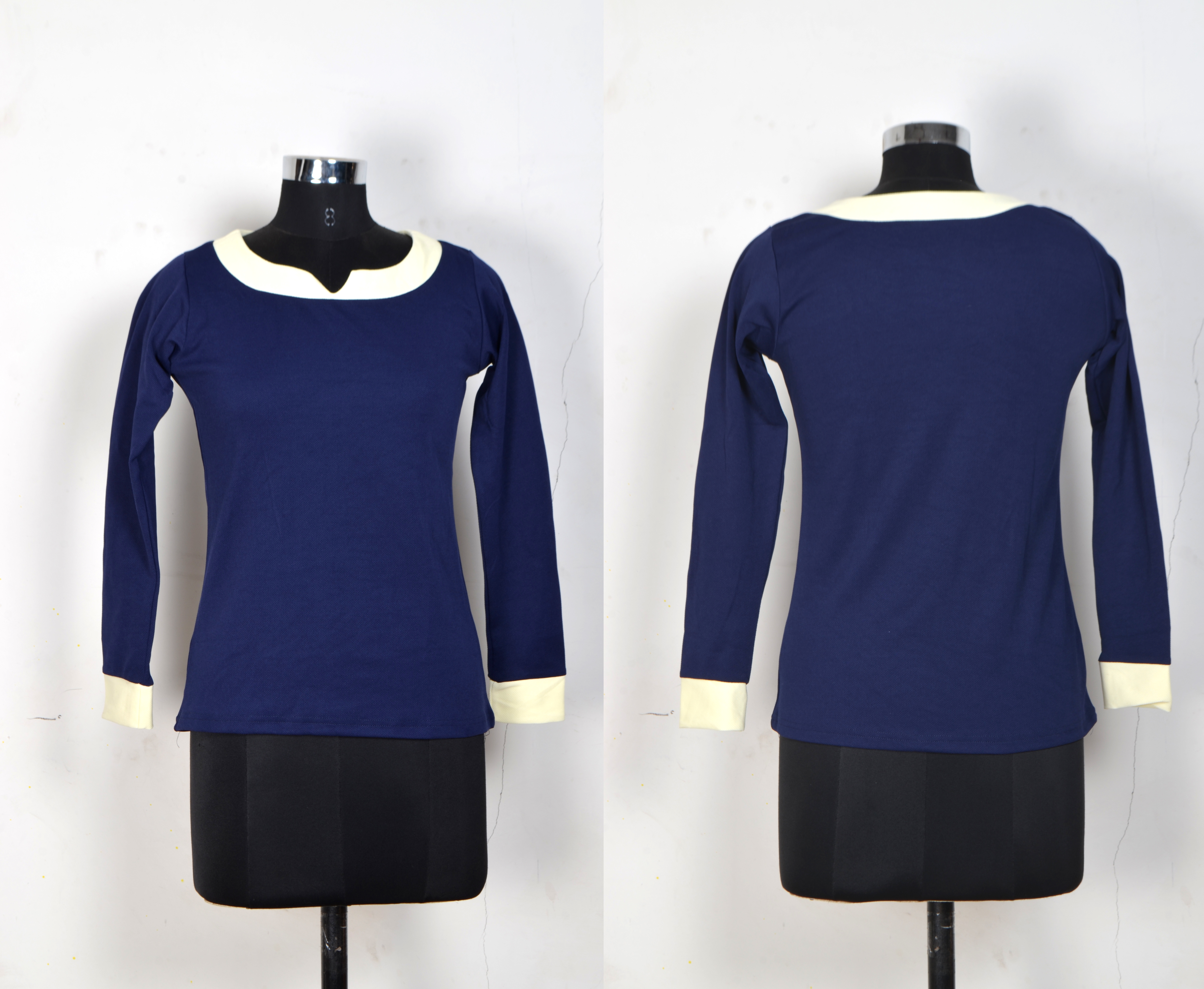 Designer T Shirt - Polyester, Sizes S-xxl | Long Sleeves, Blue Color, Trendy Style For Girls