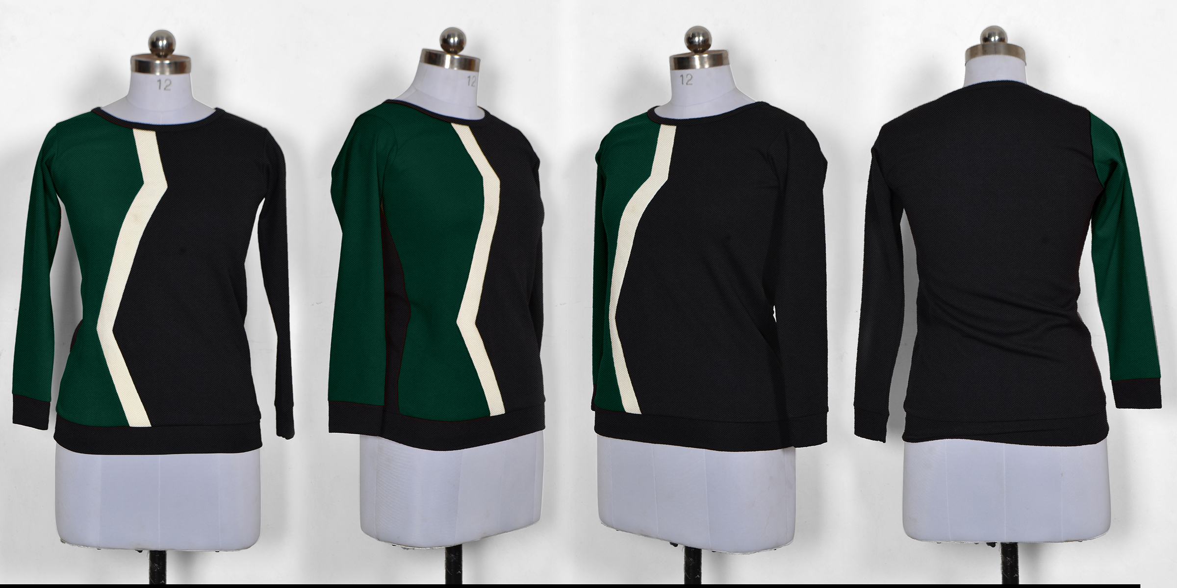 Ladies Plain T Shirt - Polyester, Sizes [S, M, L, Xl, Xxl] | Colors: Green, Black, Long Sleeve Design, Trendy Style For College Girls