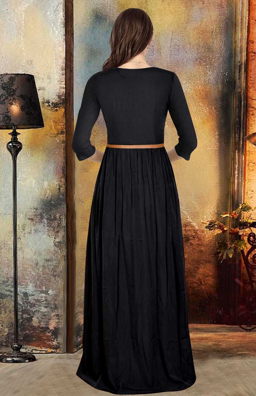 Women Gown - Crepe Material, S-xxl Size, Black Color, 53 Inch Length, Printed Design, Short Sleeves, Casual Dress For Summer & All Season Wear