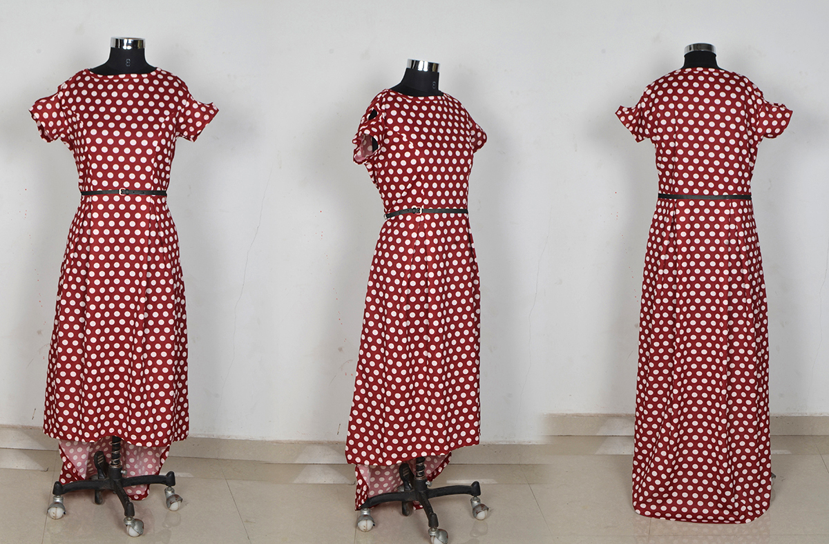 Latest Gowns - Printed Fabric, Length: 44-54 Inch, Size: S-xxl, Color: Red | Short Sleeves, Casual Ethnic Look, Easy To Wash, No Fade