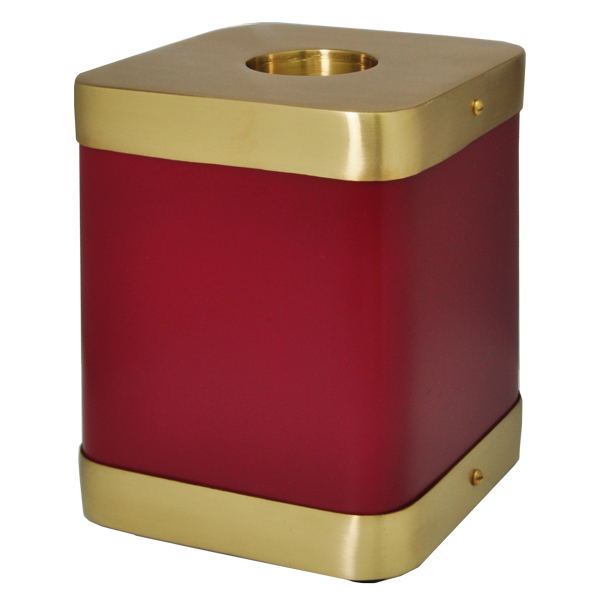 Brass Candle Holder Urn - Height 5 Inches, Diameter 3.5 Inches | Scarlet Enamel Finish, Elegant Memorial Laser-etched Engravings
